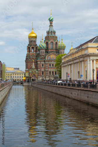 Cathedral of the Resurrection of Christ (Savior on Spilled Blood) on the Griboyedov Canal in May afternoon. Saint Petersburg