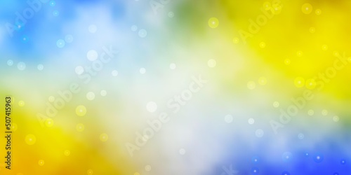 Light Blue  Yellow vector background with small and big stars.