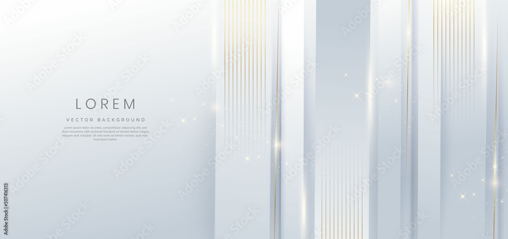 Abstract elegant white and gray background with vertical golden line  decoration with copy space for text. Stock ベクター | Adobe Stock