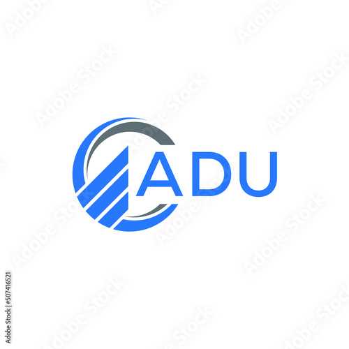 ADU Flat accounting logo design on white  background. ADU creative initials Growth graph letter logo concept. ADU business finance logo design.
