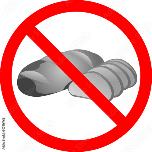 Sliced bread with a forbidden sign. Vector illustration.