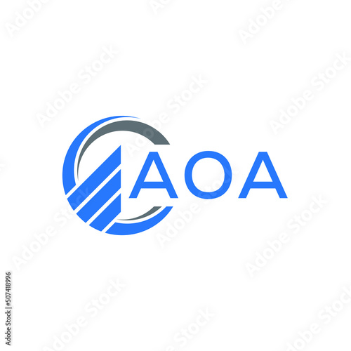 AOA Flat accounting logo design on white background. AOA creative initials Growth graph letter logo concept. AOA business finance logo design.