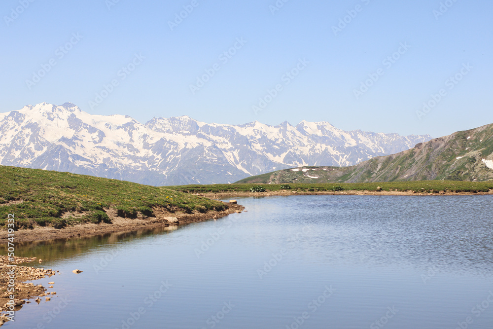 Lake Koruldi in the mountains of Svaneti, Georgia