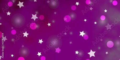 Light Pink vector texture with circles, stars.