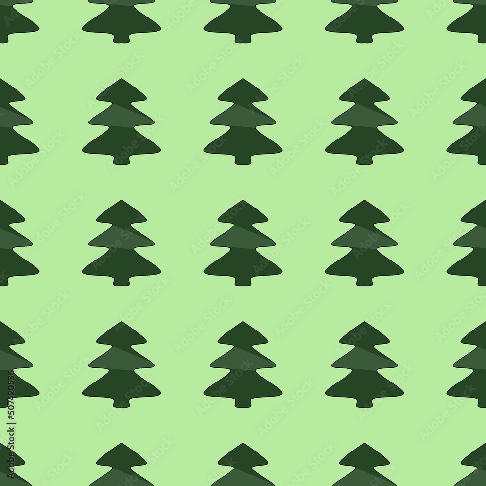 Obraz premium Seamless repeating image of a Christmas tree. Repeating patterns with Christmas trees. Background for postcards, banners, covers, albums, mobile screensavers, scrapbooking, advertising, blogs.