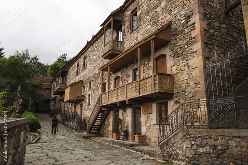 Old Sharambeyan Street with wooden building in Dilijan  Armenia