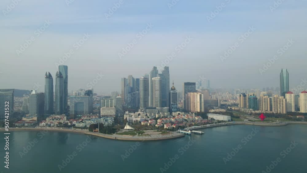 Aerial photography of the architectural landscape of Qingdao Financial Center Aerial photography of the architectural landscape of Qingdao Financial Center