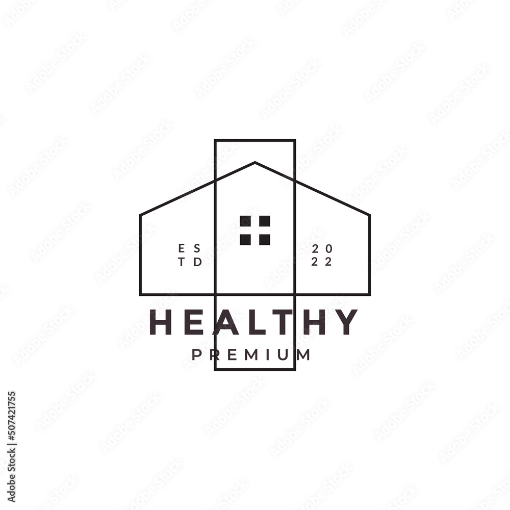 healthy house logo minimalist design vector
