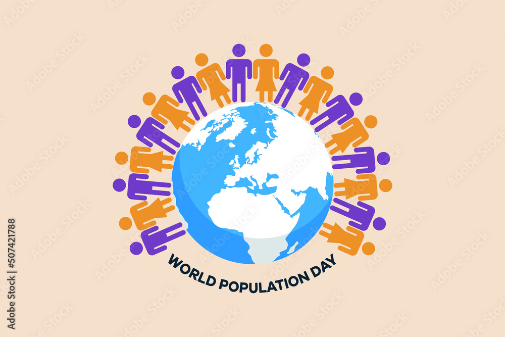 Banner or poster world population day . World population day. Colored flat graphic vector illustration isolated.