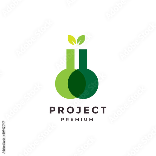 lab green leaf logo design vector