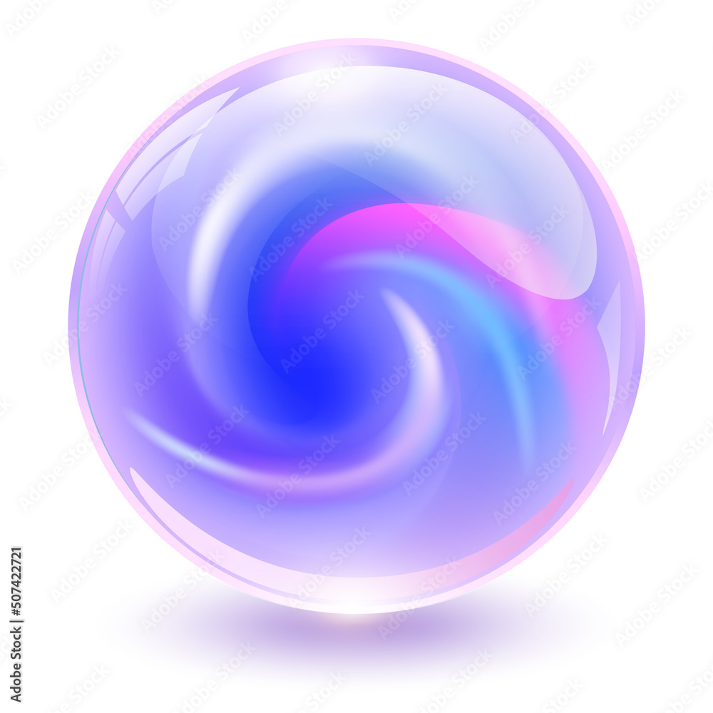 3D crystal, glass sphere with abstract spiral shape inside, interesting marble ball. 3D crystal, glass sphere with abstract spiral shape inside, interesting marble ball.