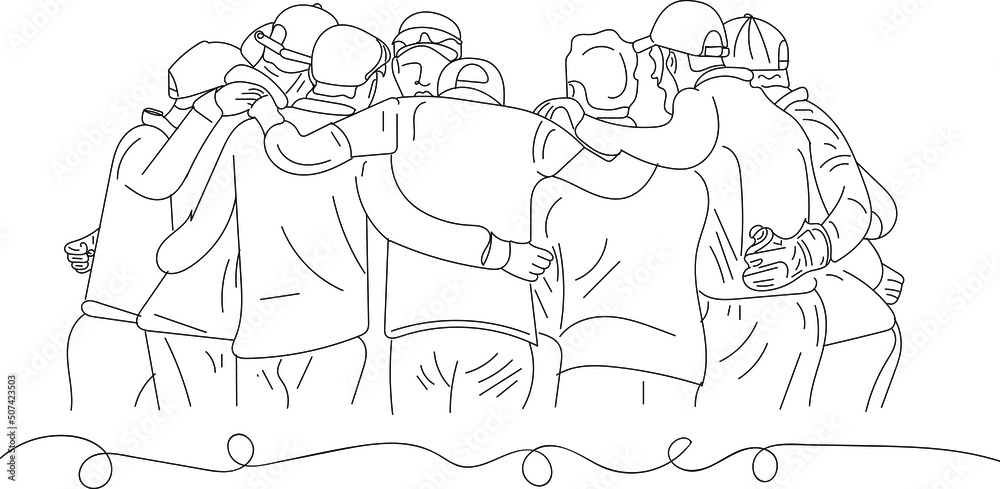 Cricket vector, Cricket illustration silhouette, Sketch drawing of cricket team huddle sketch, Sport team huddle clipart