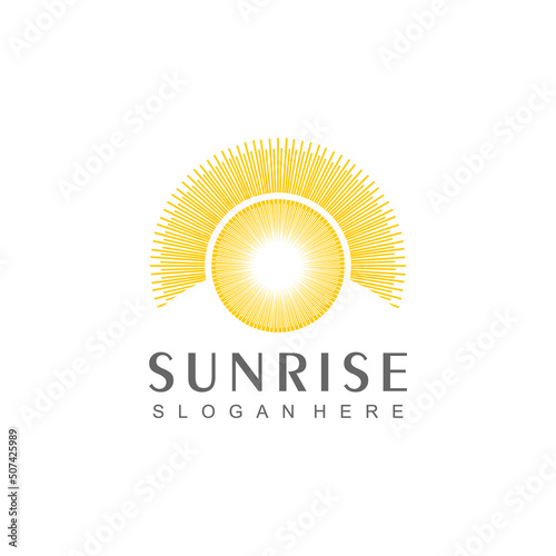 Abstract Sun Logo. Vintage Sun Icon with Rays isolated on White Background. Flat Vector Logo Design Template Element.