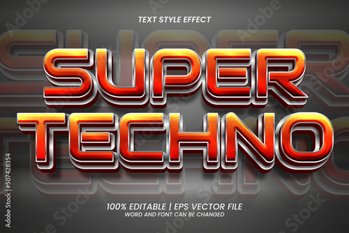 Super Techno Text Effect Editable 3D Style