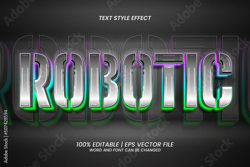 Robotic Text Effect Editable 3D Neon Style