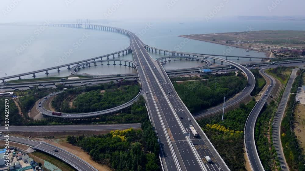 Aerial photography of Qingdao Jiaozhou Bay Bridge Aerial photography of Qingdao Jiaozhou Bay Bridge