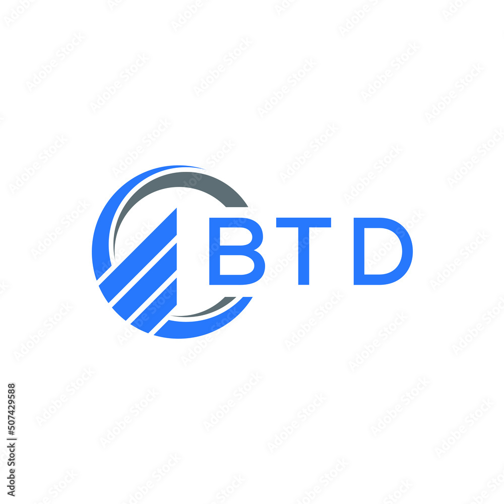 Fototapeta premium BTD Flat accounting logo design on white background. BTD creative initials Growth graph letter logo concept. BTD business finance logo design.