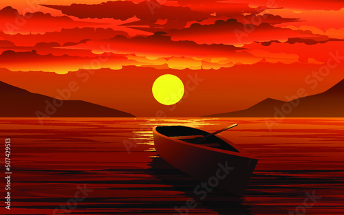 boat on sunset