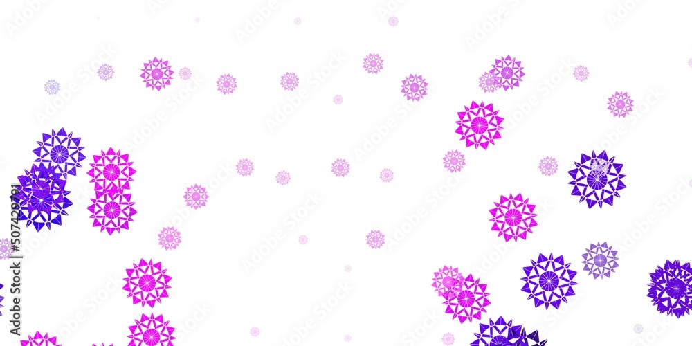 Light purple, pink vector beautiful snowflakes backdrop with flowers. Light purple, pink vector beautiful snowflakes backdrop with flowers.