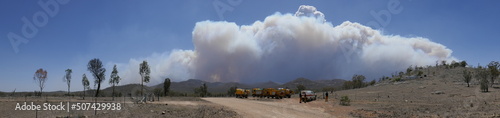 Fire Fighters Prepare as a Bush Fire Burns in New South Wales