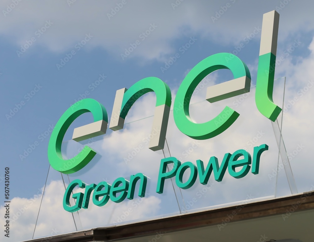 Cividale, Italy. May 27, 2022. Enel Green Power logo on a