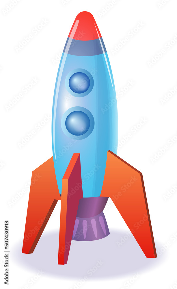 Rocket illustration isolated on a white background. Rocket standing on a ground, ready to start up. Rocket illustration isolated on a white background. Rocket standing on a ground, ready to start up.