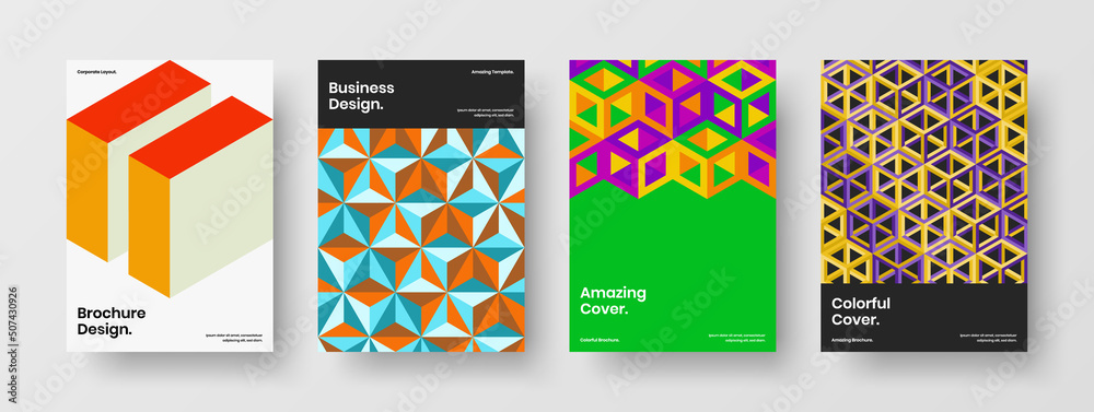 Original catalog cover A4 vector design illustration set. Vivid geometric pattern corporate identity template collection. Original catalog cover A4 vector design illustration set. Vivid geometric pattern corporate identity template collection.