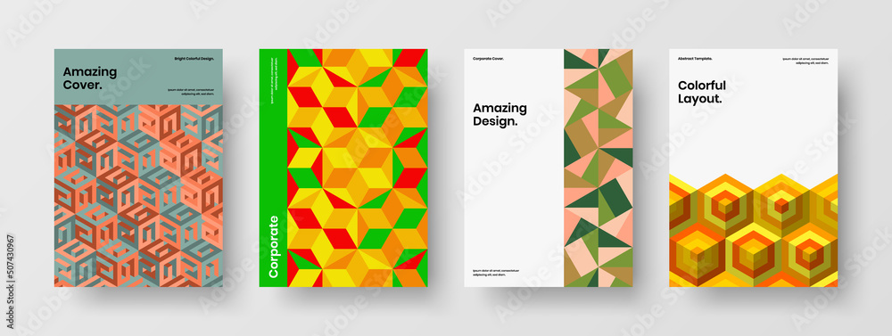 Obraz premium Abstract mosaic shapes banner layout bundle. Simple presentation design vector template composition.