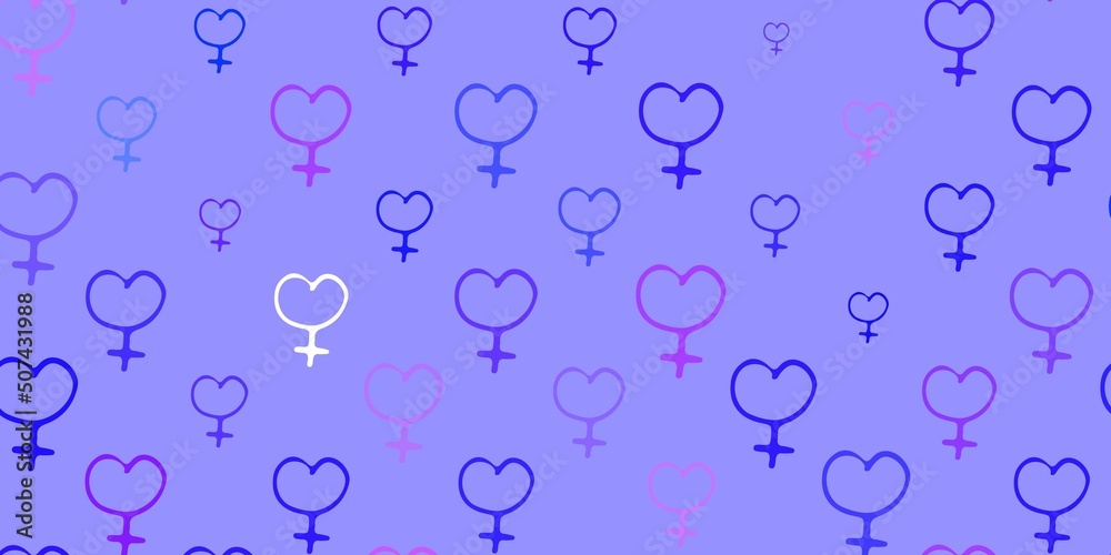Light Purple vector backdrop with woman's power symbols. Light Purple vector backdrop with woman's power symbols.