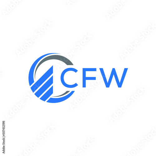 CFW Flat accounting logo design on white  background. CFW creative initials Growth graph letter logo concept. CFW business finance logo design.