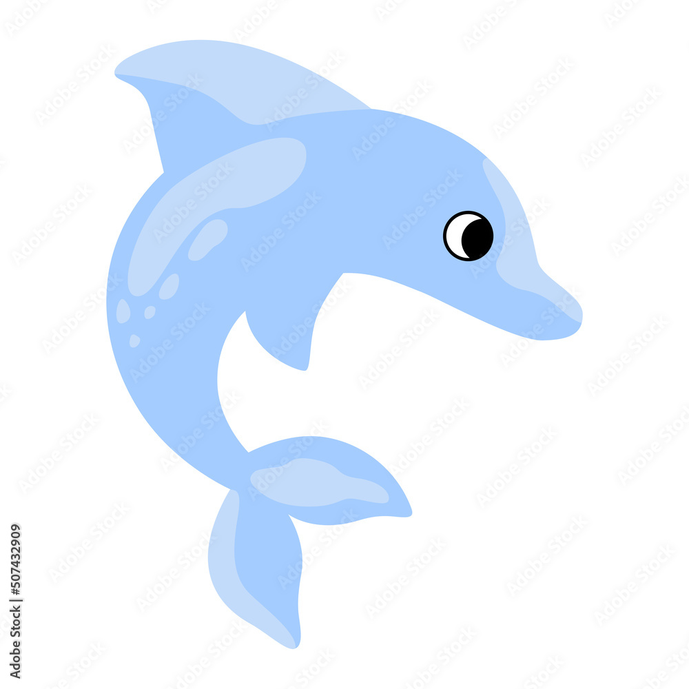 Funny sun dolphin cartoon character vector illustration in flat cartoon style for your design Funny sun dolphin cartoon character vector illustration in flat cartoon style for your design