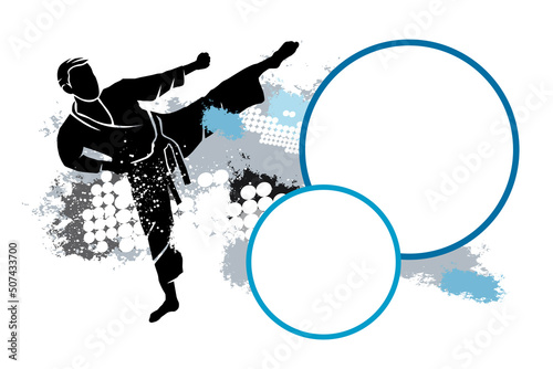 Martial art sport graphic with text buttons.