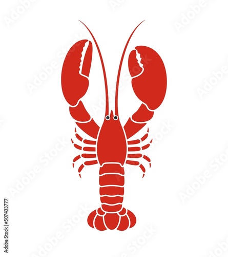 Red lobster logo. Isolated lobster on white background