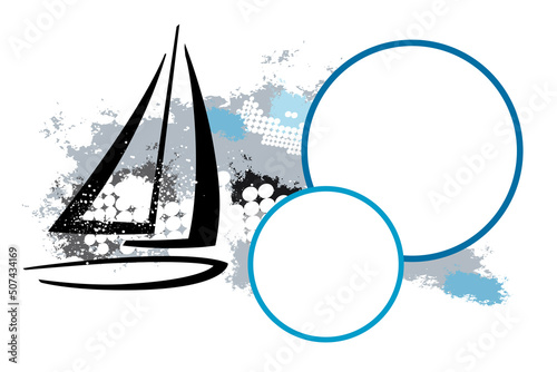 Fototapete Sailing sport graphic with dynamic background and text buttons.
