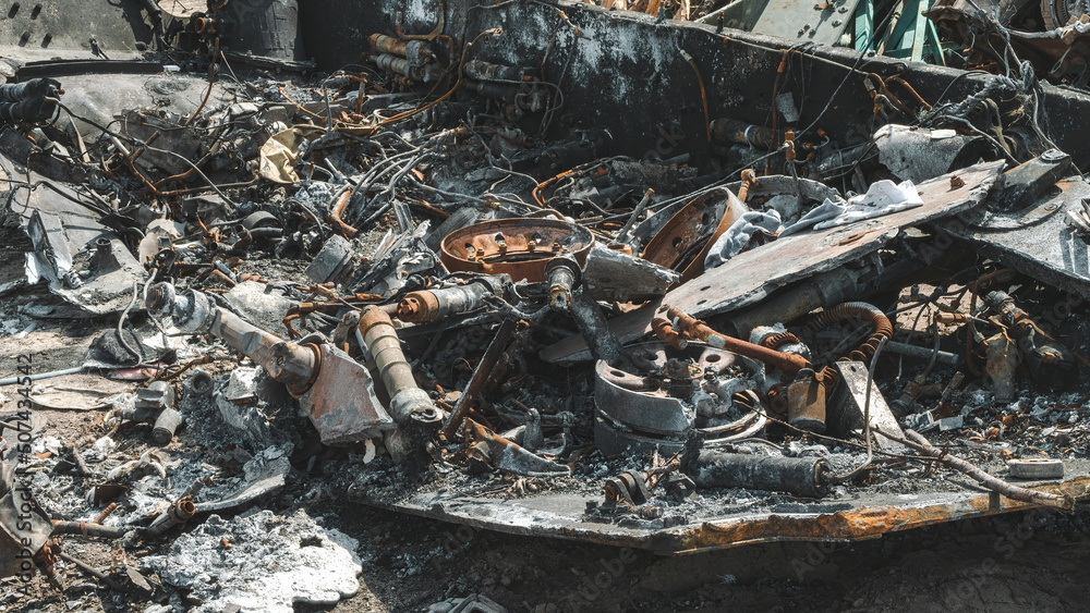 The war in Ukraine, torn down by the MTLB explosion, completely destroyed the MTLB The war in Ukraine, torn down by the MTLB explosion, completely destroyed the MTLB