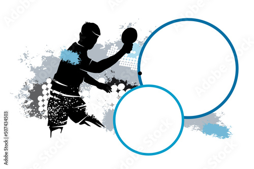 Table tennis graphic with dynamic background and buttons for text.