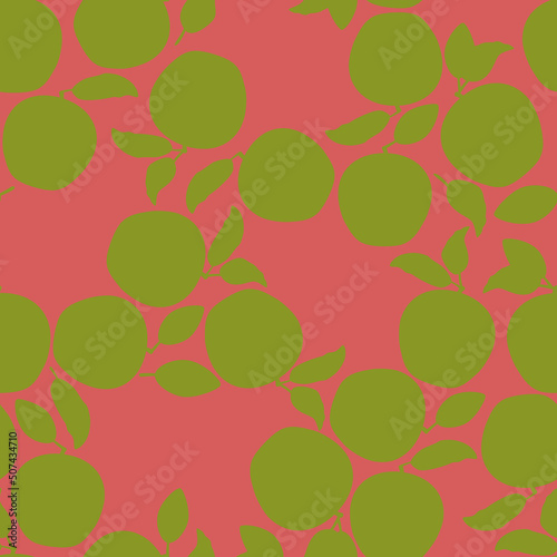 A pattern of silhouettes of green apples