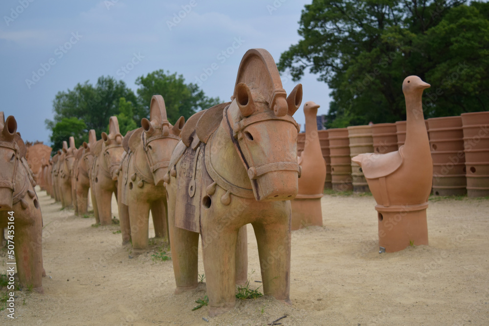 Imashirozuka Kofun Park Haniwa Takatsuki city , osaka Stock Photo