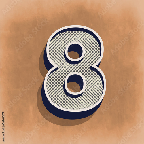 Numeric Digit Eight Vintage number vector illustration