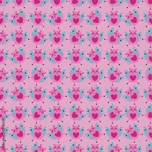 Kids seamless cartoon pigs pattern for fabrics and packaging and gifts and cards and linens and wrapping paper