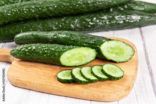 Cucumber slices on tabel. Cucumber Clipping Path.