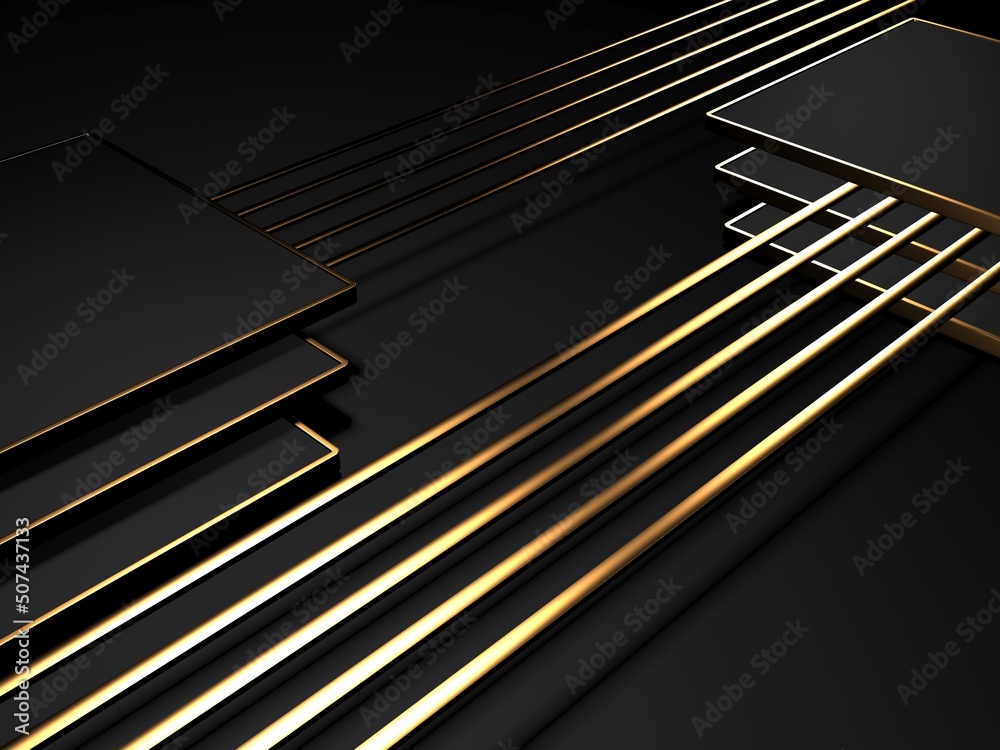 Modern abstract realistic paper with gold lines. Premium gradient geometric elements