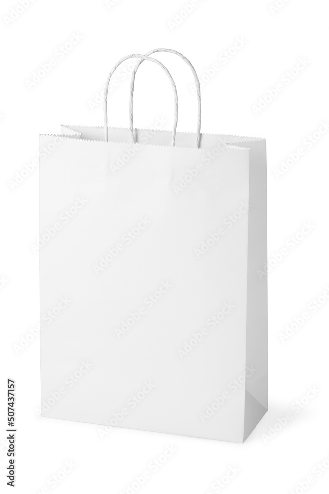 White Handle Paper Bag Isolated on White White Handle Paper Bag Isolated on White