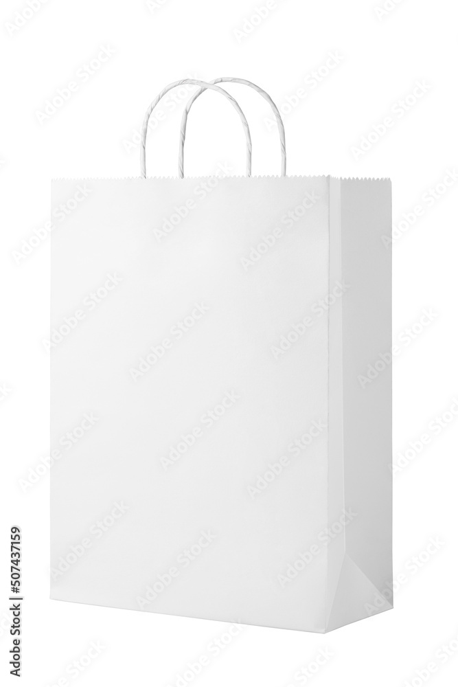 White Handle Paper Bag Isolated on White White Handle Paper Bag Isolated on White