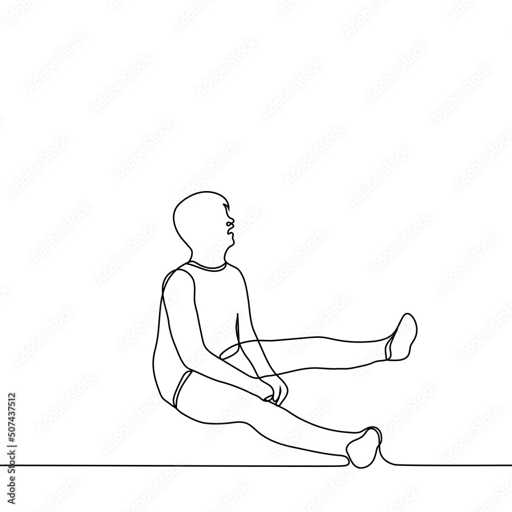 man sits on the floor and sobs - one line drawing vector. concept of desolation, sadness, despair, tantrum man sits on the floor and sobs - one line drawing vector. concept of desolation, sadness, despair, tantrum