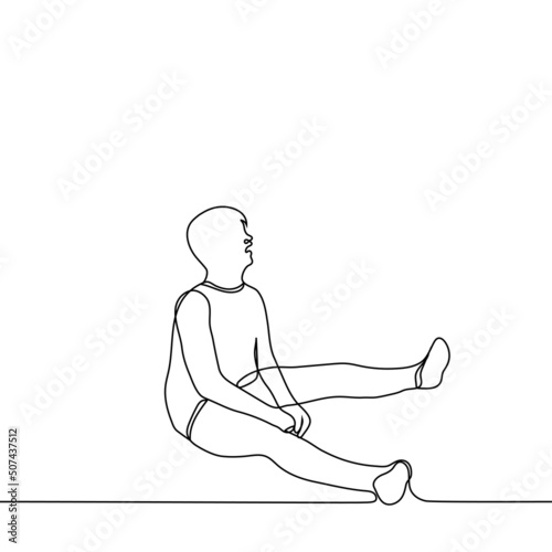 man sits on the floor and sobs - one line drawing vector. concept of desolation, sadness, despair, tantrum