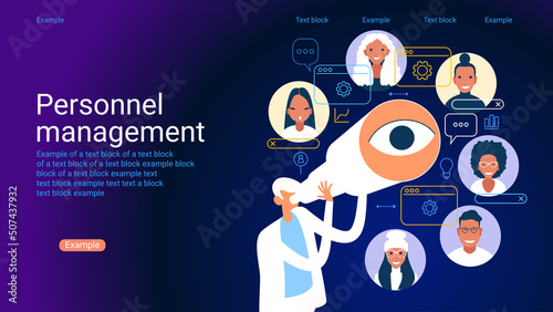 Work search concept. Personnel management. The process of discovery and research in the network.