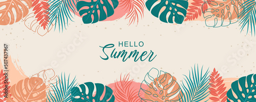 Beautiful hand drawn tropical summer background