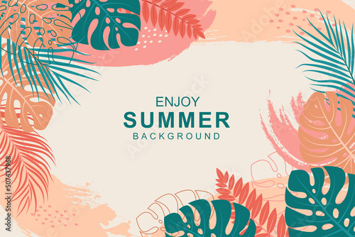 Beautiful hand drawn tropical summer background