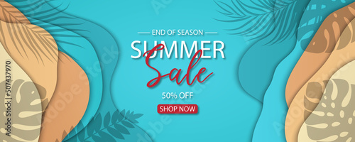 Summer banner template for advertising summer arrivals collection or seasonal sales promotion